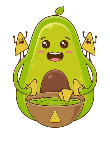 Guacamole Lover - avocado, guacamole, nachos, love, cute