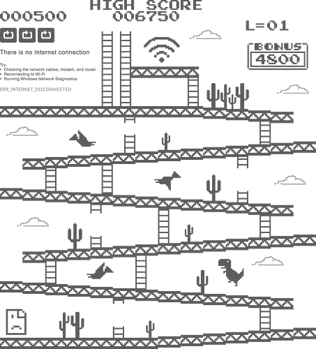 Internet Kong - internet, no internet, wlan, dinosaur, jump'n'run, platformer, classic games, videogames