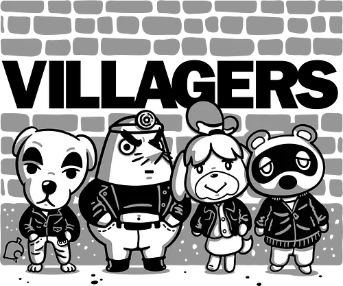 Villagers - Villager, animal, Crossing, isabelle, mole, dog, raccoon, bandshirt, punkrock