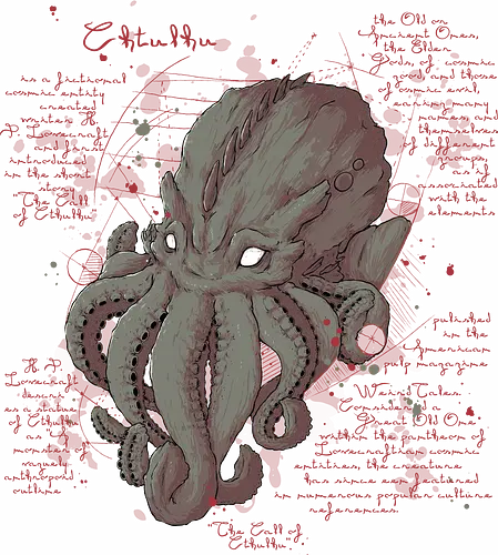 Cthulhu Note - lovecraft, hp lovecraft, cthulhu, necronomicon, monster