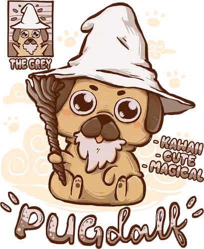 Pugdalf - pug, wizard, magical, magic, zauberer, mops