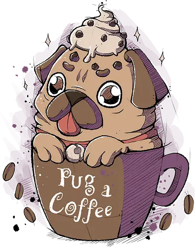 Pug Of Coffee - pug, mops, kaffee, coffee, cute