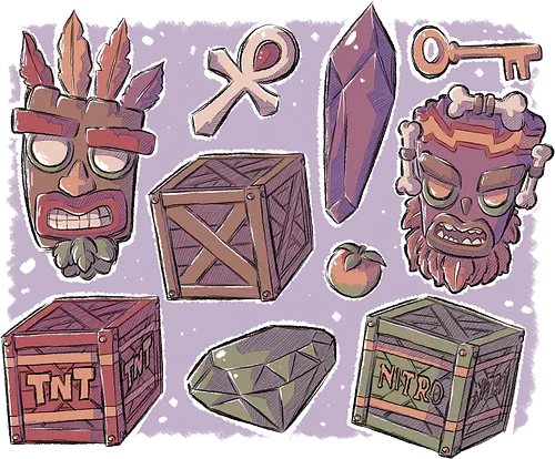 Bandicoot Icons - crash, jump'n'run, aku aku, mask, tnt