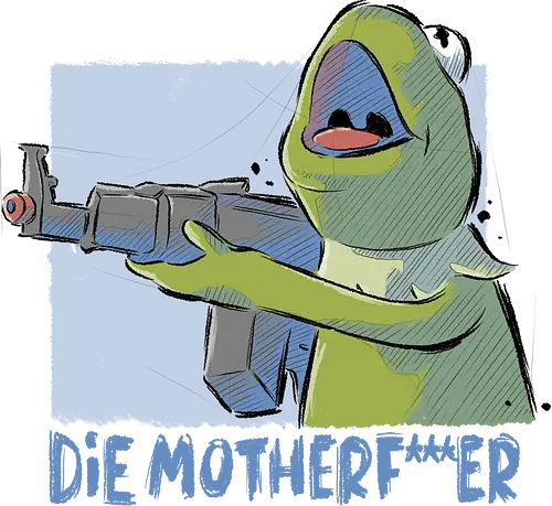 Frog Gun - Frog, ak47, Die, motherfucker, meme, Shooting