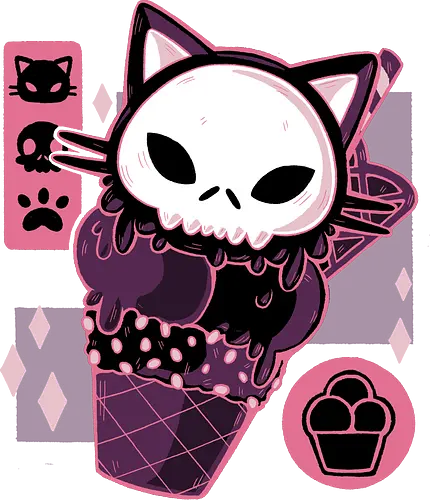 Skull Kitty Cream - summer, eis, kitty, katze, cat, icecream