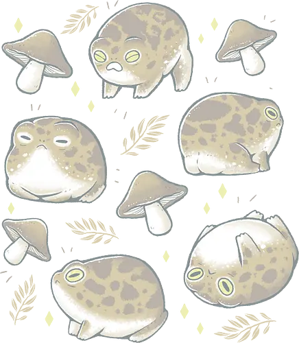 Rain Frogs - Frog, mushroom, cute, pilze, Frosch