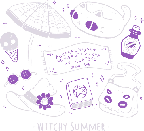 Witchy Summer - witch, hexe, spooky, cute, sommer