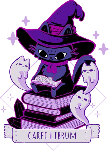 Carpe Librum - cat, katze, hexe, witch, books, buch