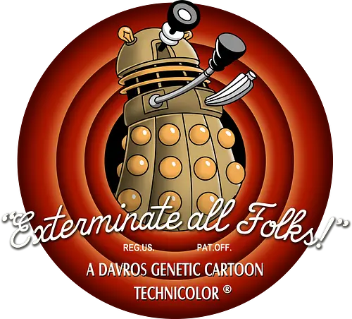 Exterminate All Folks - dalek, Doctor, bbc, davros, exterminate, retro, cartoon