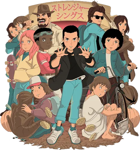 Stranger Anime - stranger kids, eleven, will, mike, dustin, lucas, tv, series, anime, manga, nippon, japan, stranger, things