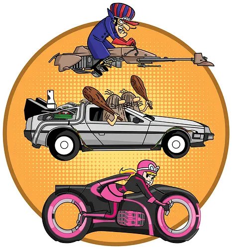 Wacky and Beyond - wacky races, autorennen total, tron, speeder bike, dick dastardly, the slag brothers, penelope pitstop, delorn