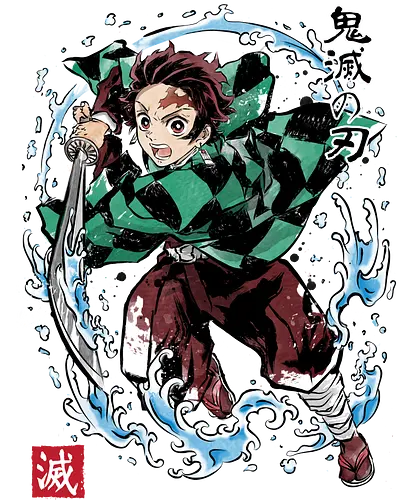 Tanjiro sumi-e - Tanjirou, demon, slayer, manga, anime