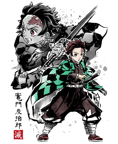 Tanjiro sumi-e - demon, slayer, Tanjirō, Tanjirou, anime, manga