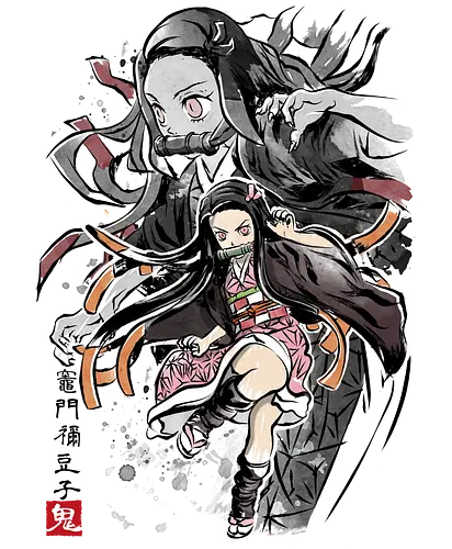 Demon Nezuko sumi-e - demon, slayer, Nezuko, anime, manga