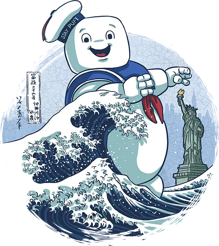 Ghost Wave - movie, japan, wave, mashup, 80s, marshmallow man, stay puft