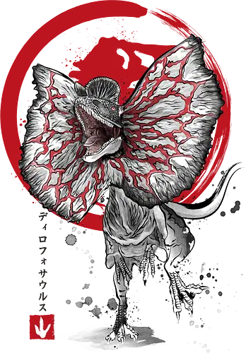 Dilophosaurus sumi e - jurassic, dinosaur Dilophosaurus sumi e - jurassic, dinosaur
