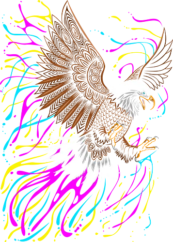 Tribal eagle splashing - flying, bird, eagle