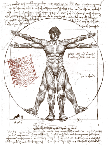 Vitruvian Eren - anime, manga, titan, mashup, vitruvian man, da vinci