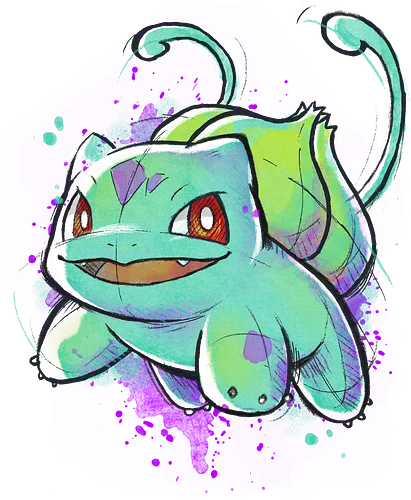 Grass ink - pocket, monster, grass, starter, pflanze Grass ink - pocket, monster, grass, starter, pflanze