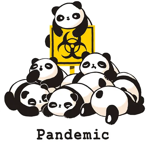 Pandemic - panda, bär, Pandemie, Stay home, br