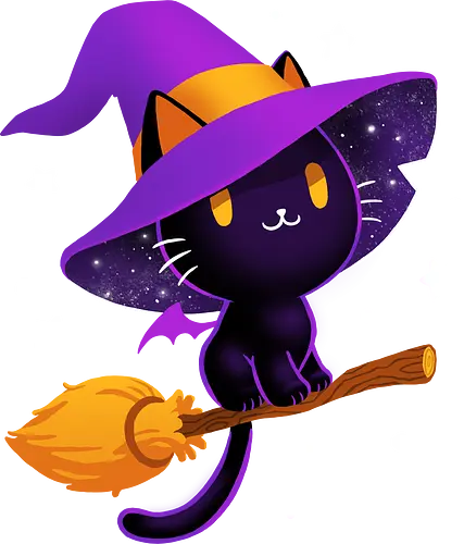 Witch cat - cat, katze, witch, hexe, cute, süß