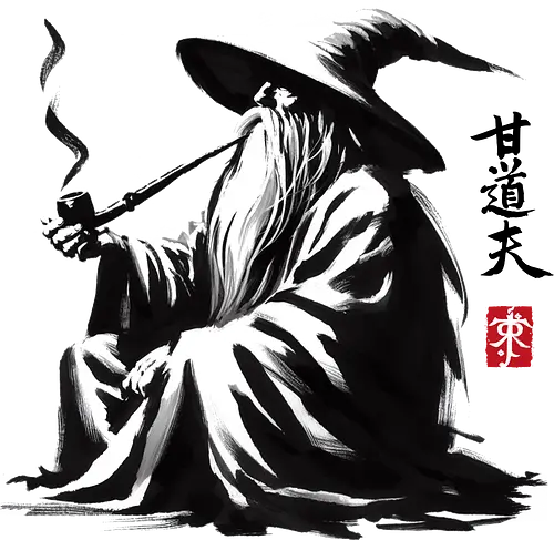 The grey wizard - fantasy, Fellowship, ring, wizard, kanji