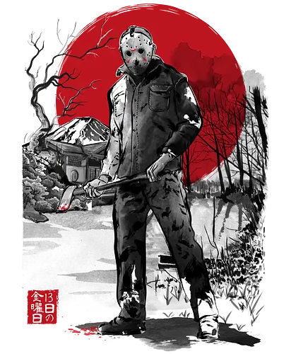 Jason in Japan sumi e - jason, horror, slasher