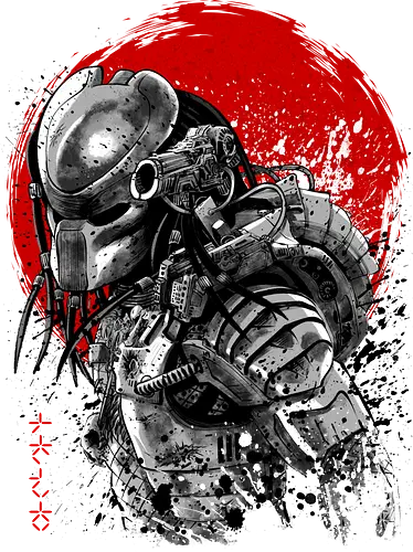 Watercolor Sun ukiyo-e predator - alien, predator, movie, retro Watercolor Sun ukiyo-e predator - alien, predator, movie, retro
