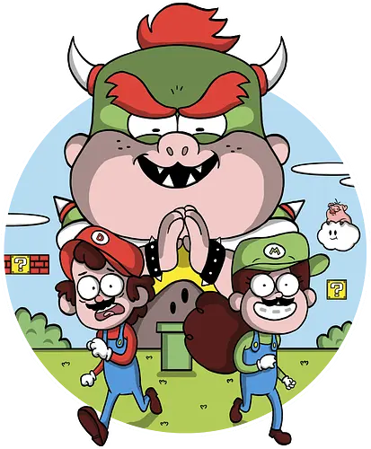 Super Mystery Bros - mario, luigi, dipper, mabel, gideon, waddles, mashup