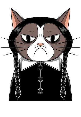 Grumpy Addams - grumpy, cat, addams family, horror, fun, meme, comedy