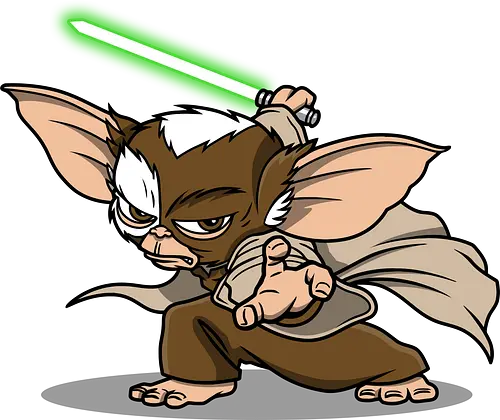 Master Mogwai - mogwai, gremlins, Alien, mashup, lightsaber, master