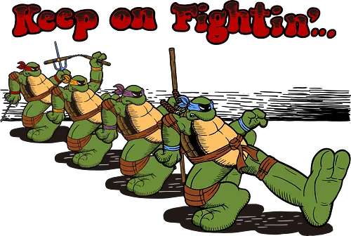 Keep on Fightin'... - turtle, retro, pizza, comic