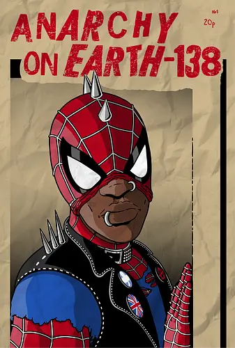 Anarchy on earth-138 - spider, hero, punk, anarchy, comic