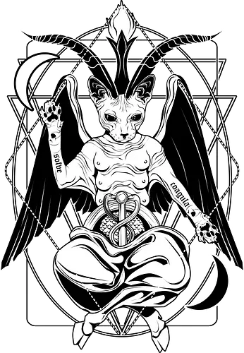 Baphocat - baphomet, cat, katze, Sphynx, Don sphynx, satan, lucifer, goth, Dark art