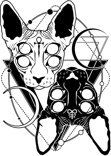 Duality - cat, katze, Sphynx, Don sphynx, Dark art, goth