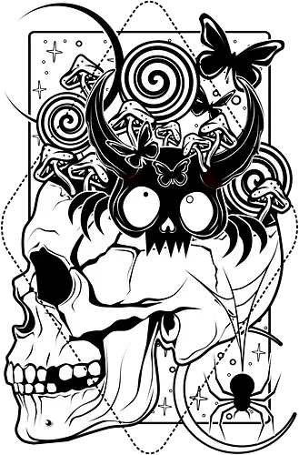 A Loud Mind - skull, schädel, Think, overthinking, illustration