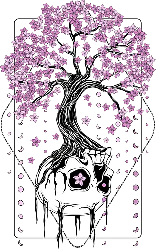 Afterlife - sakura, blüten, baum, skull, schädel, death