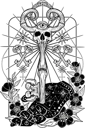 The Skeleton Key - skull, schädel, schlüssel, goth, dark, illustration