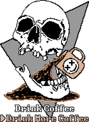 Drink More Coffee - skull, pixel, gaming, schädel