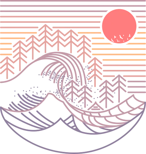 Grt Geometric Wave - wave, retro, hokusai, neon