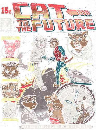 Cat to the Future - comic, future, zukunft, mashup, timetravel, doc, marty, mcfly, delorn