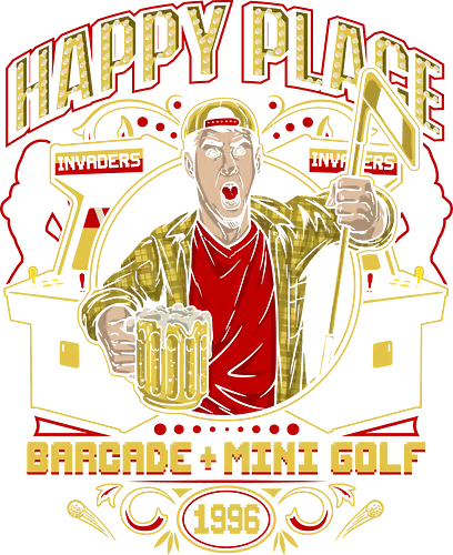 Happy Place - happy gilmore, adam sandler, 90s, hockey, beer, game, arcade