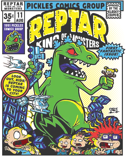 Reptar - King of Monsters - nikelodeon, nickelodeon, rugrats, comic, monster, kaiju, mashup