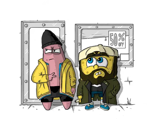 Pat and Silent Sponge - fun, mashup, Sponge, jay, silent bob