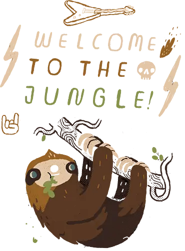 Welcome to the jungle - sloth, rock music, guns, roses