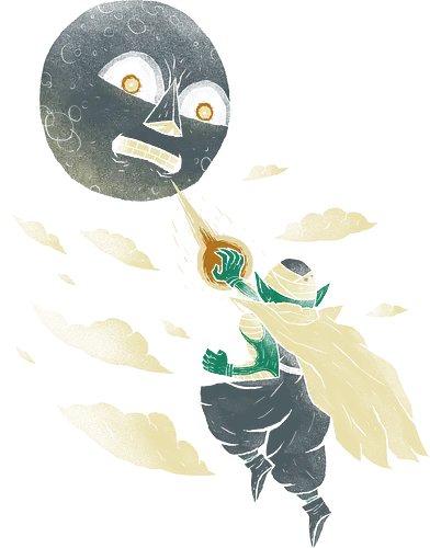 How do we deft the Moon - moon, mond, mashup, piccolo, anime, manga, gaming, retro, majora, Hero of Time