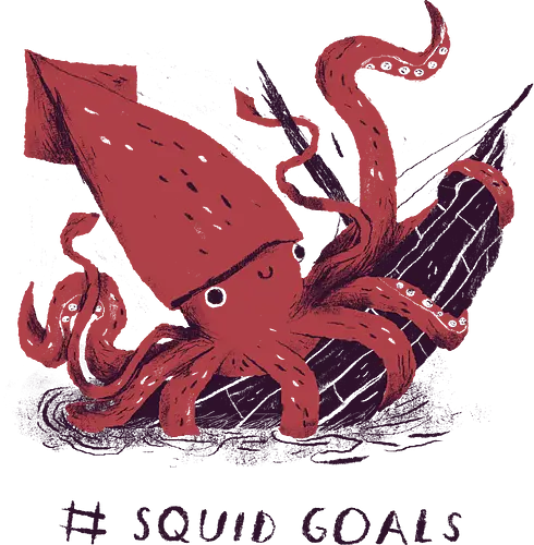 Squid Goals - squid, tintenfisch, krake, kraken, octopus, kalmar, meer, tiefsee, boat, boot, schiff, deep s