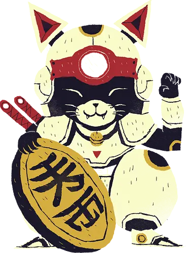 Lucky Pizza Cat - lucky cat, maneki neko, katze, robot, pizza, cat, glückskatze, gundam, Samurai pizza, samurai