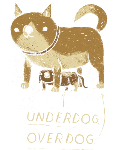 Under Dog - underdog, overdog, dog, hund, unterlegen, schwach, cute, animal, Witz