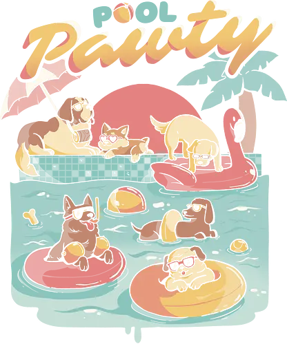 Pool Pawty - pool, party, Paw, dog, doggo, cute